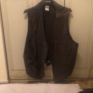 Brown Leather shell vest g